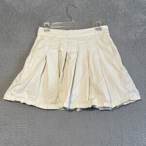 American Eagle Tan Cream Pleated Skirt Size 2 Cotton Lyocell Blend Back Zip